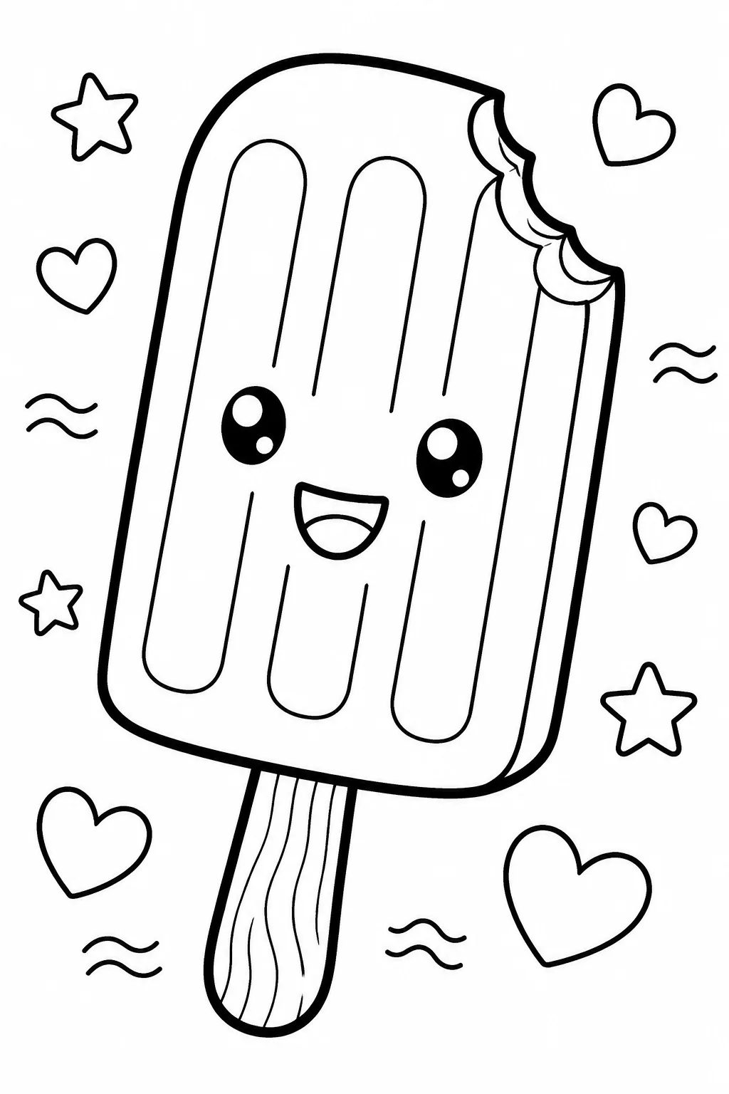 Popsicles Coloring Pages Free Printable for Kids - Sweet - Design 5
