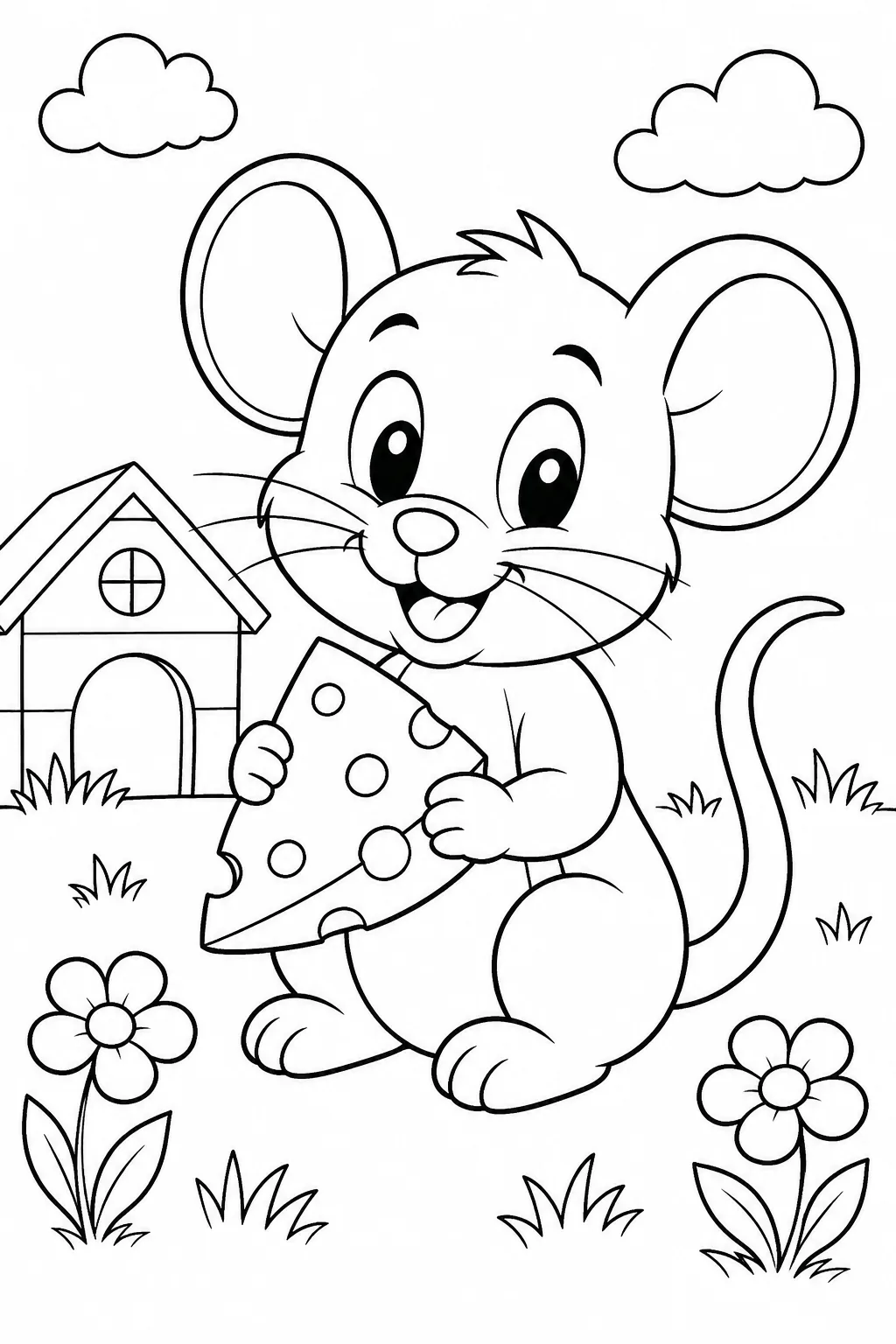 Mouse Coloring Pages Free Printable for Kids - Cute - Design 1