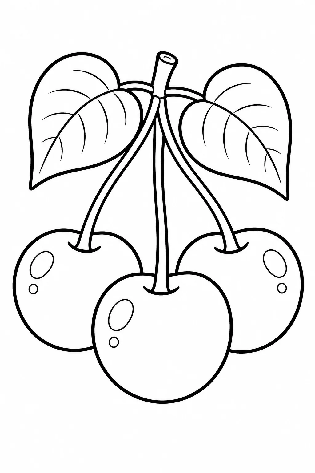 Cherries Coloring Pages Free Printable for Kids - Cute - Design 3