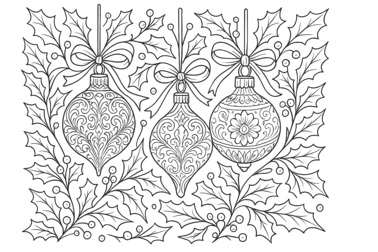 Christmas Ornaments Set Coloring Pages – Festive All Ages