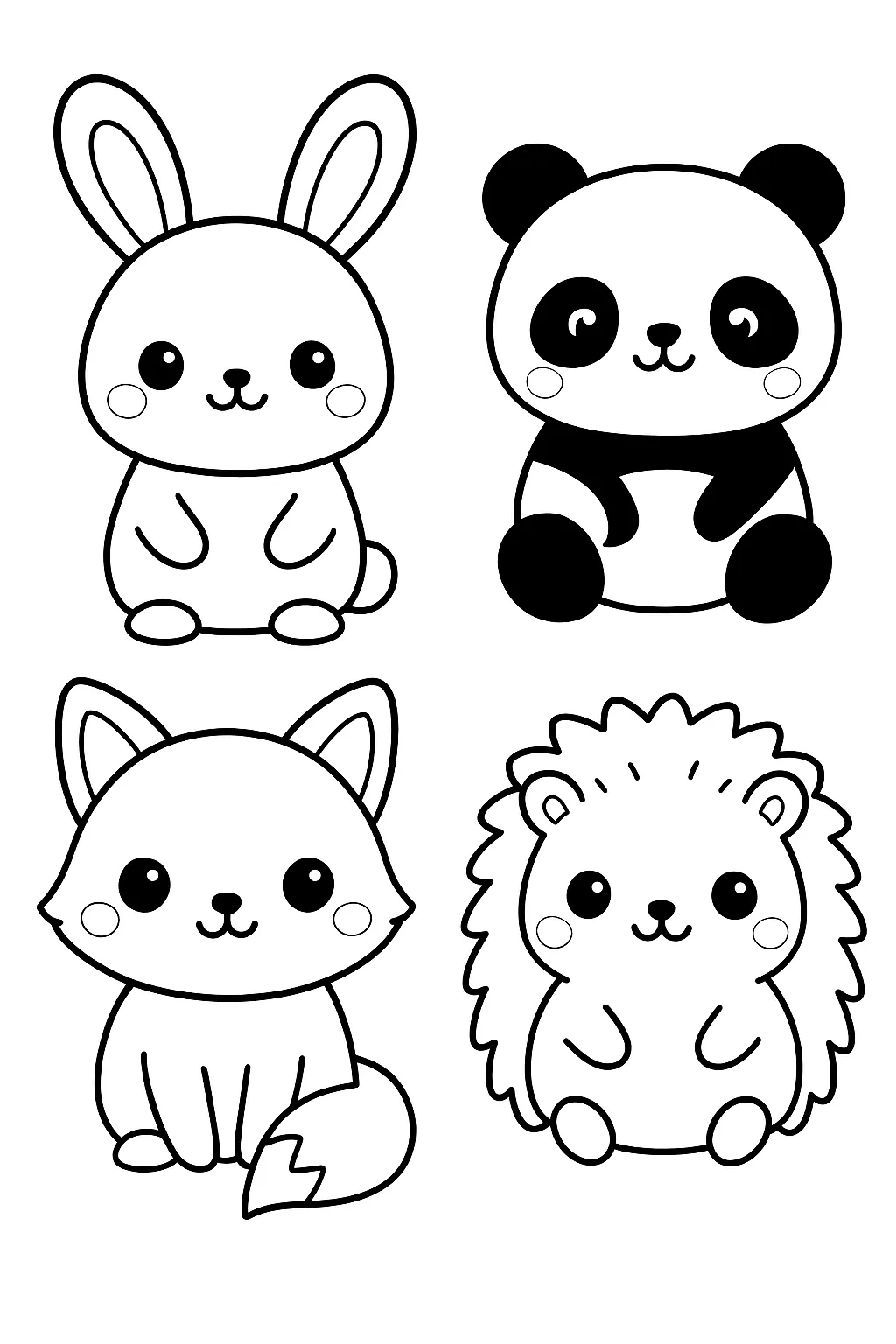 Kawaii Animals Coloring Pages: Adorable Designs to Spark Creativity - Design 1