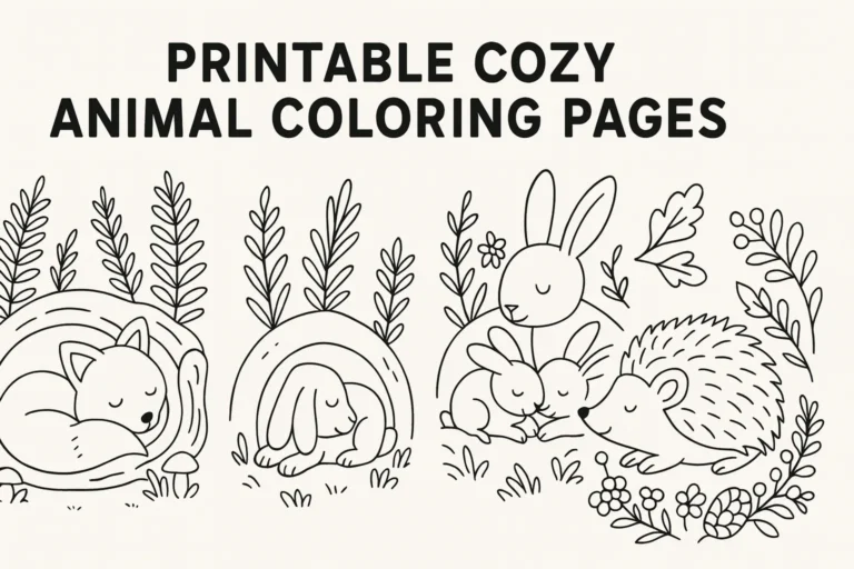 5 Free Printable Cozy Animal Coloring Pages (A Relaxing