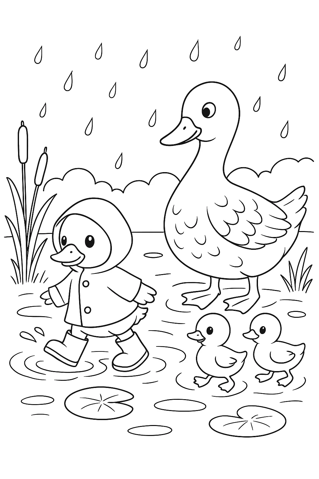 Free Printable Ducks Coloring Pages - Design 3