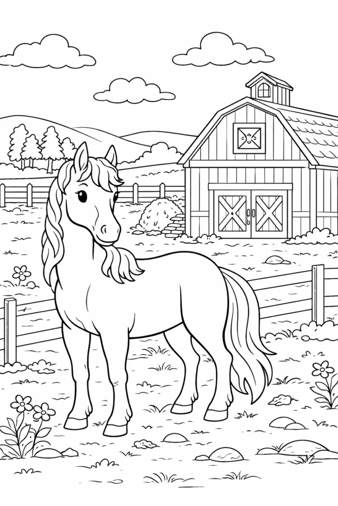 Free Printable Horse Coloring Pages - Design 1
