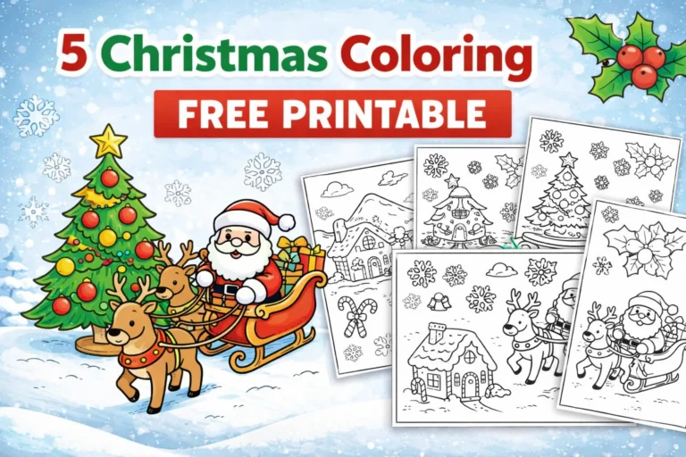 5 Christmas Coloring Pages Free Printable