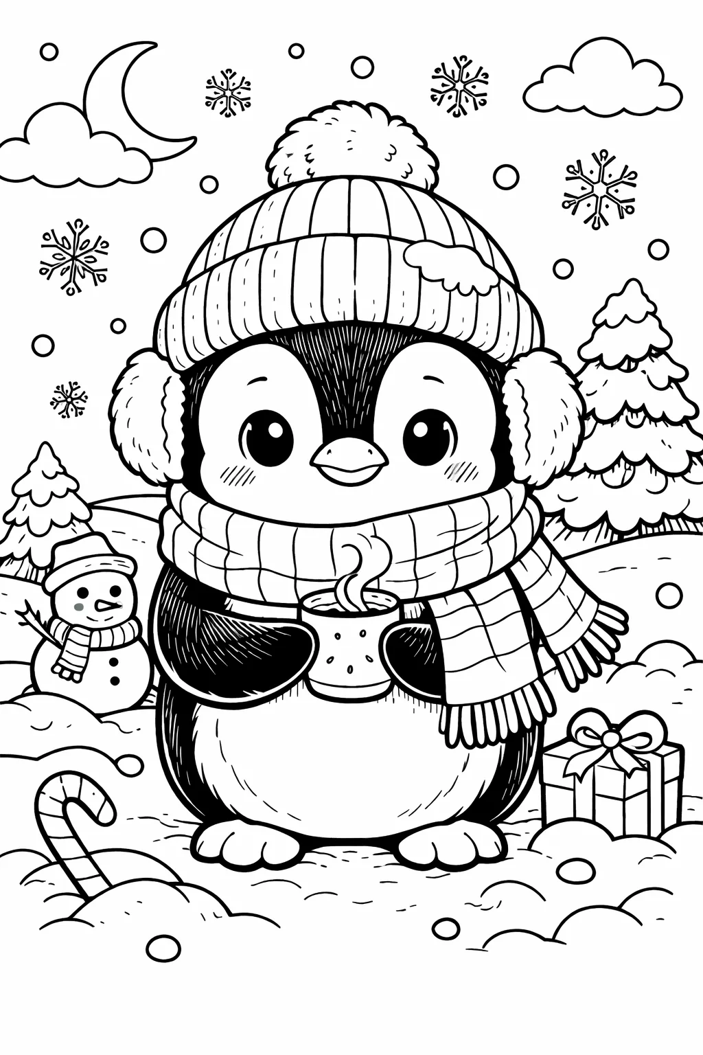 Free Penguin Coloring Pages Free Printable - Design 1