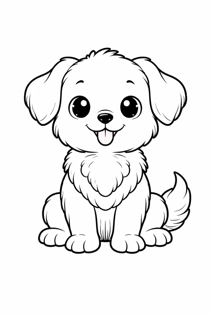 Cute Puppy Coloring Pages Free Printable for Kids - Design 4