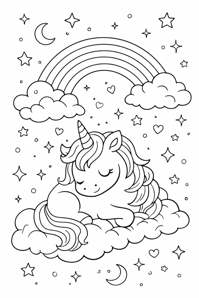 Free Printable Unicorn Coloring Pages - Design 3
