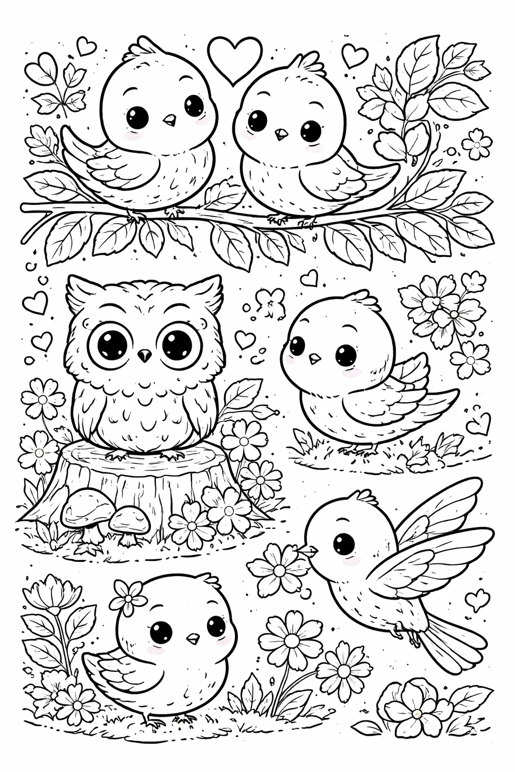 Cute Birds Coloring Pages Free Printable – Sweet, Simple, and Screen-Free Fun 🐦🖍️ - Design 3
