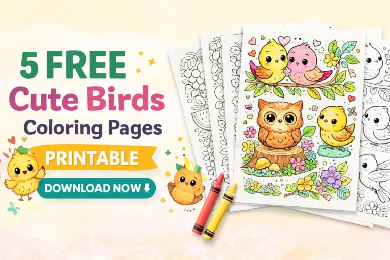 5 Cute Birds Coloring Pages Free Printable – Sweet, Simple