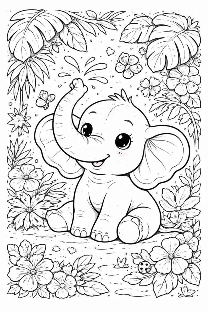 Cute Elephant Coloring Pages Free Printable – Fun, Learning, and Screen-Free Joy 🐘🖍️ - Design 4