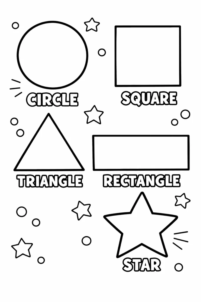 Free Printable Shapes with Names for Pre Classes Coloring Pages - Design 1