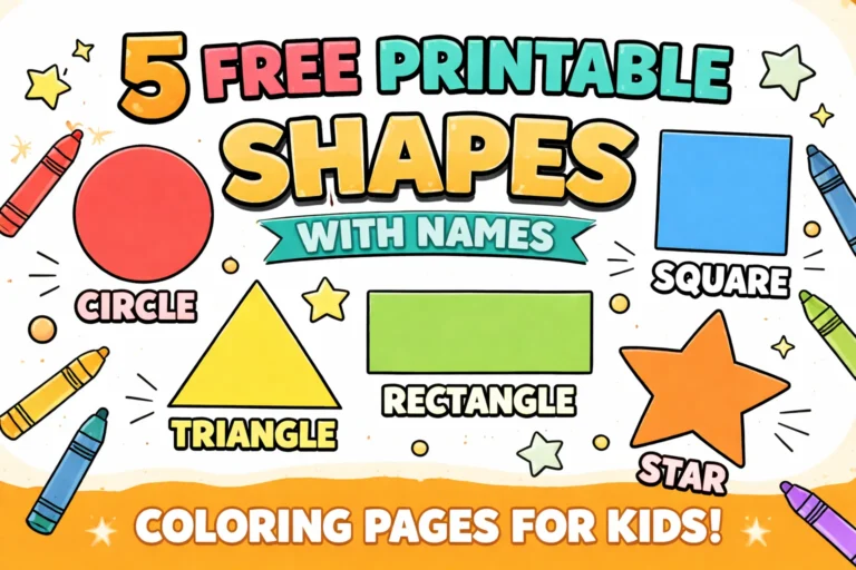 5 Free Printable Shapes with Names for Pre Classes Coloring
