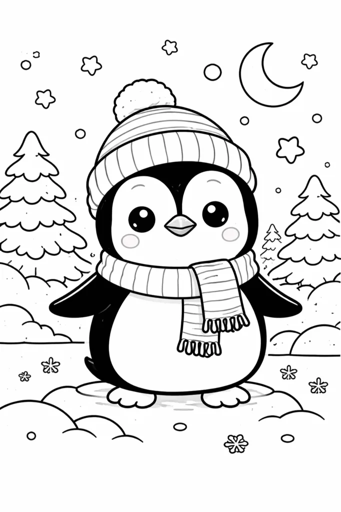 Free Printable Penguin Coloring Pages For kids - Design 1