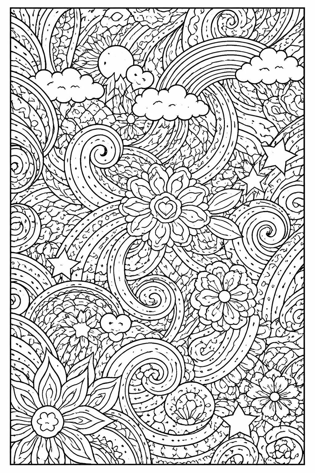 Beautiful Doodle Art Coloring Pages Free Printable Designs for Relaxation - Design 1