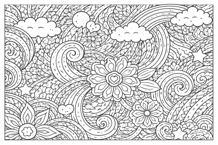6 Beautiful Doodle Art Coloring Pages Free Printable Designs