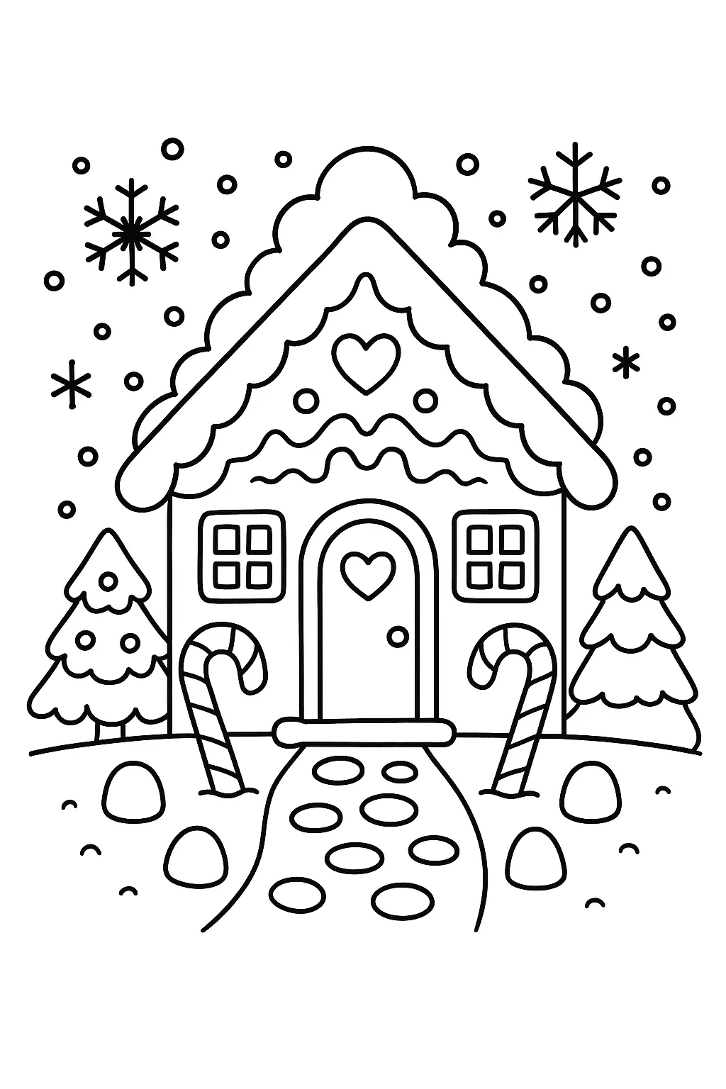 Christmas Gingerbread House Coloring Pages (Free Printables for Kids & Classrooms!) - Design 1
