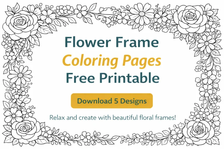 Flower frame coloring pages free printable
