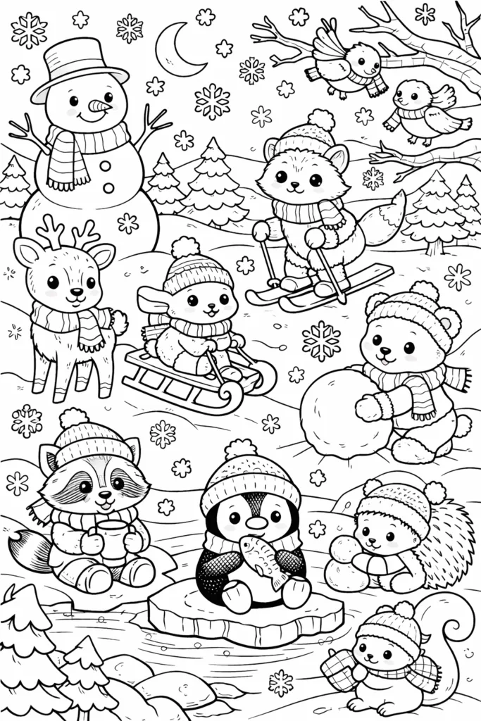 Winter Coloring Pages Free Printable for All Ages - Design 6