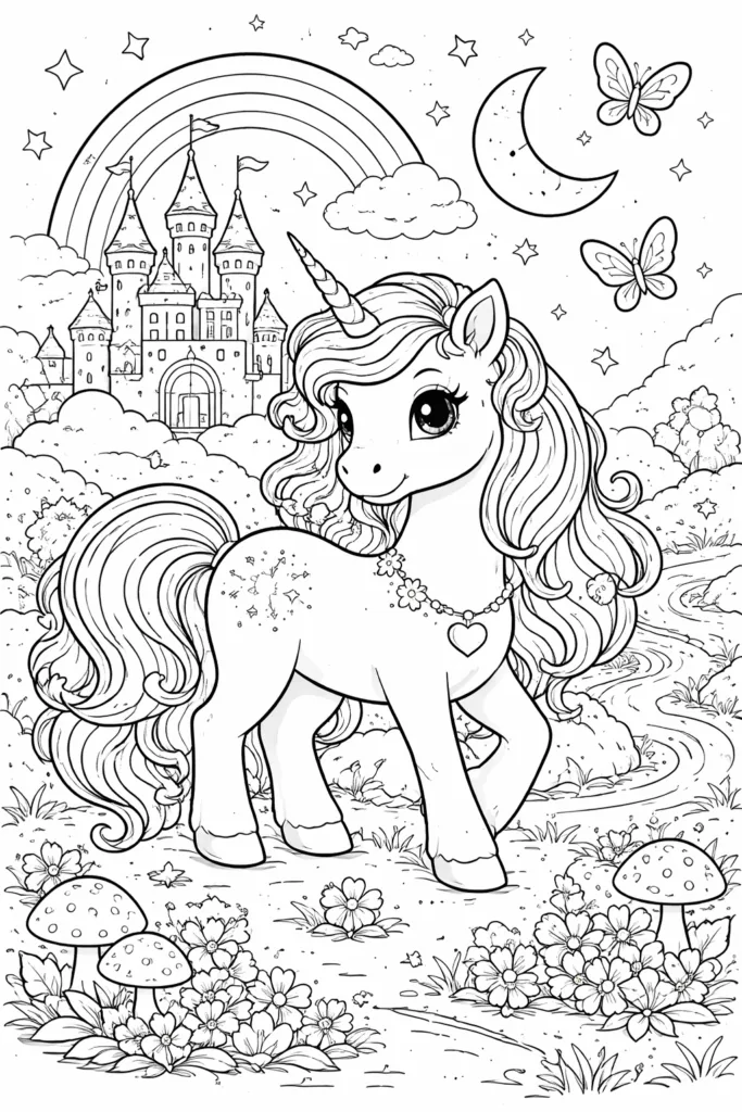 Free Printable Unicorn Coloring Pages for Kids & Adults - Design 5