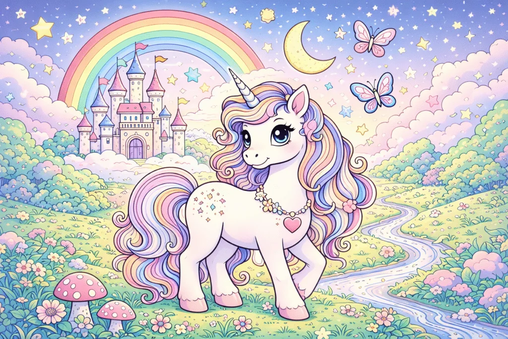 Free Printable Unicorn Coloring Pages for Kids & Adults - Design 1