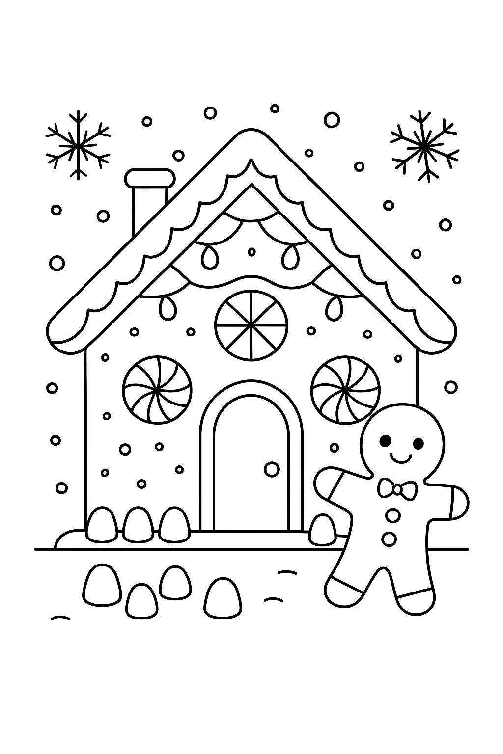 Free 4 Christmas Gingerbread Coloring Pages to Print: Cute & Festive Fun! - Design 1