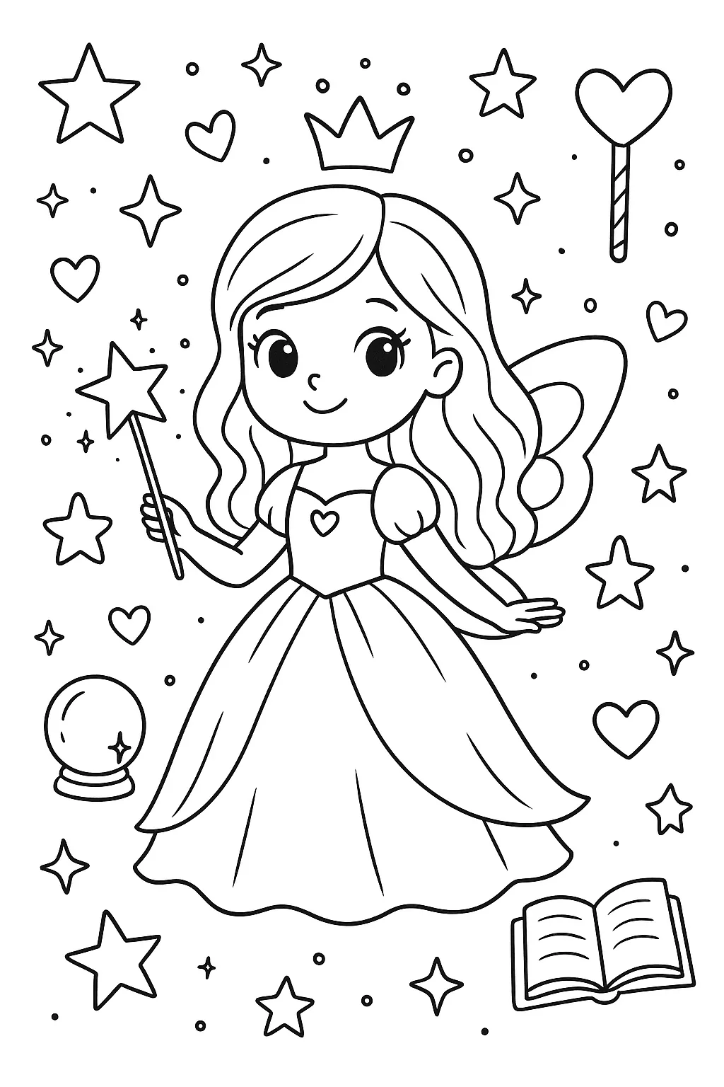 Fairy Princess Coloring Pages Free Printable – Magical Designs for Kids - Design 4