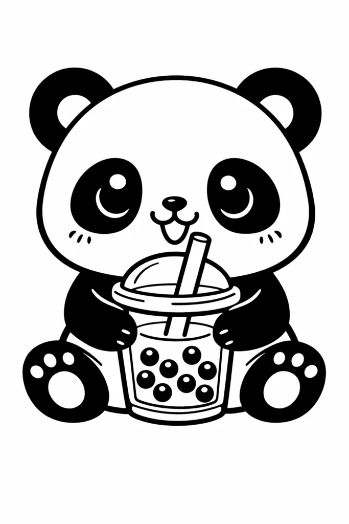Cute Panda Coloring Pages Free Printable for Kids - Adorab - Design 1