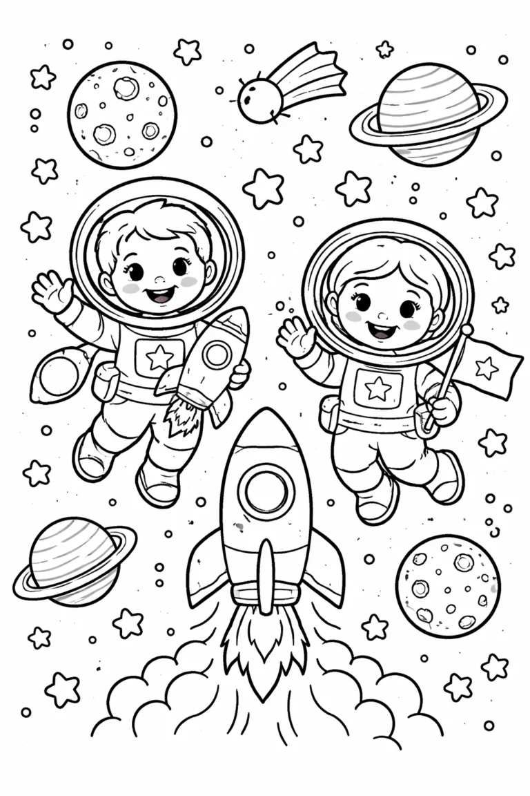 5 astronaut in space coloring pages free printable