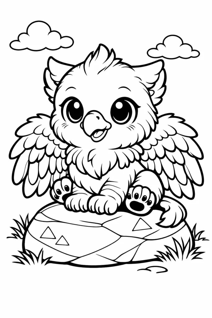 Griffin Coloring Pages Free Printable for Kids - Cute - Design 2