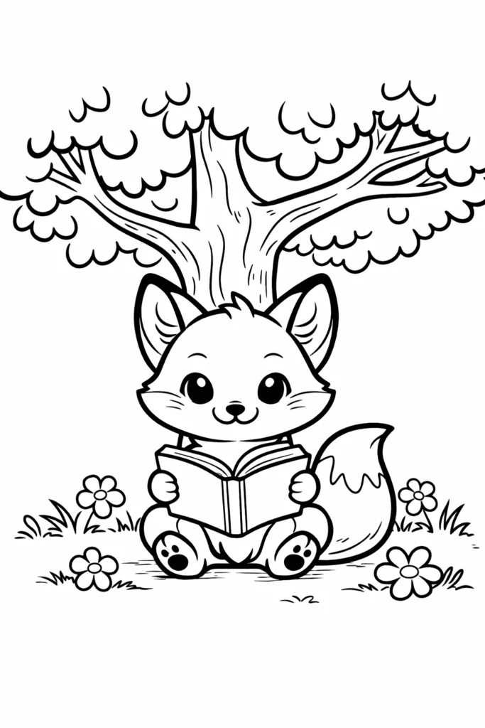 Fox Coloring Pages Free Printable - Woodland Fun for Kids - Design 1