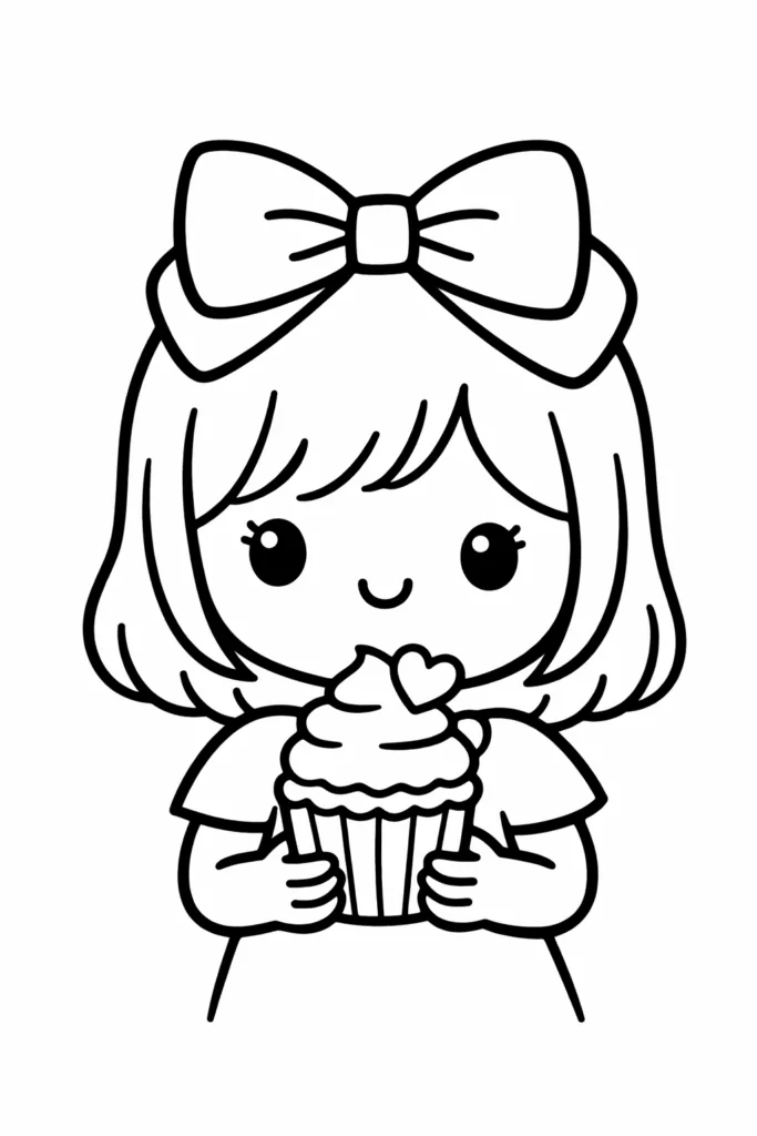 Cute Girl Coloring Pages Free Printable for Kids - Adorabl - Design 1