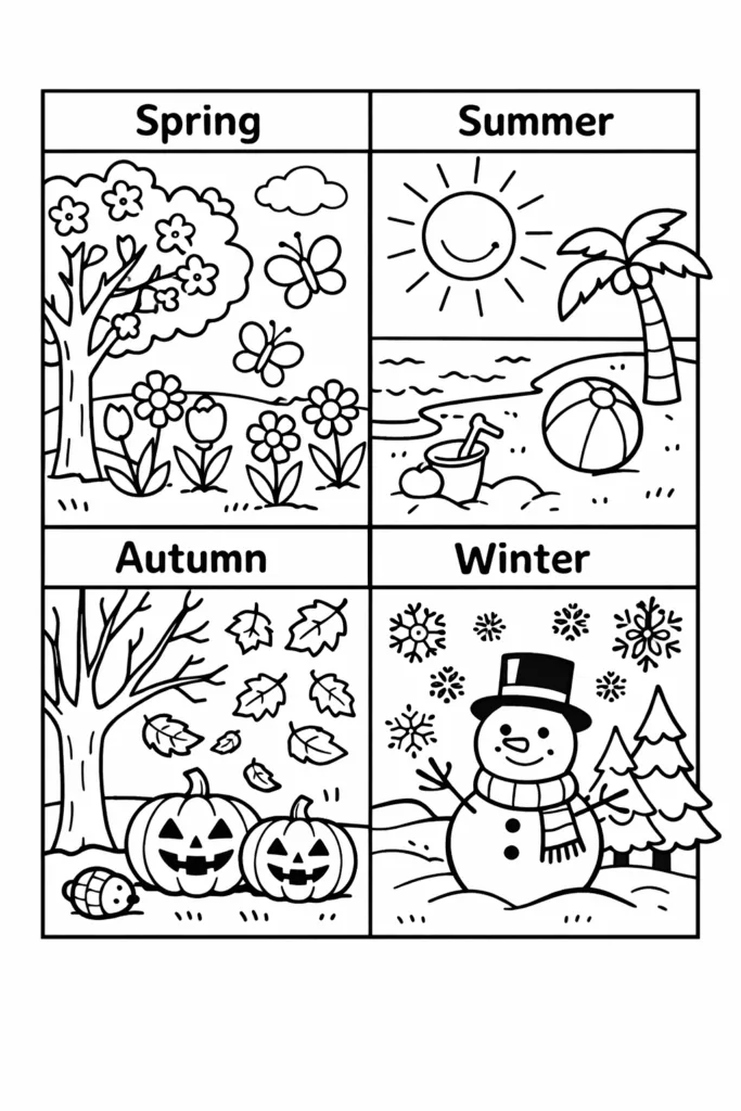 Season coloring pages Free Printable for Kids - Design 4