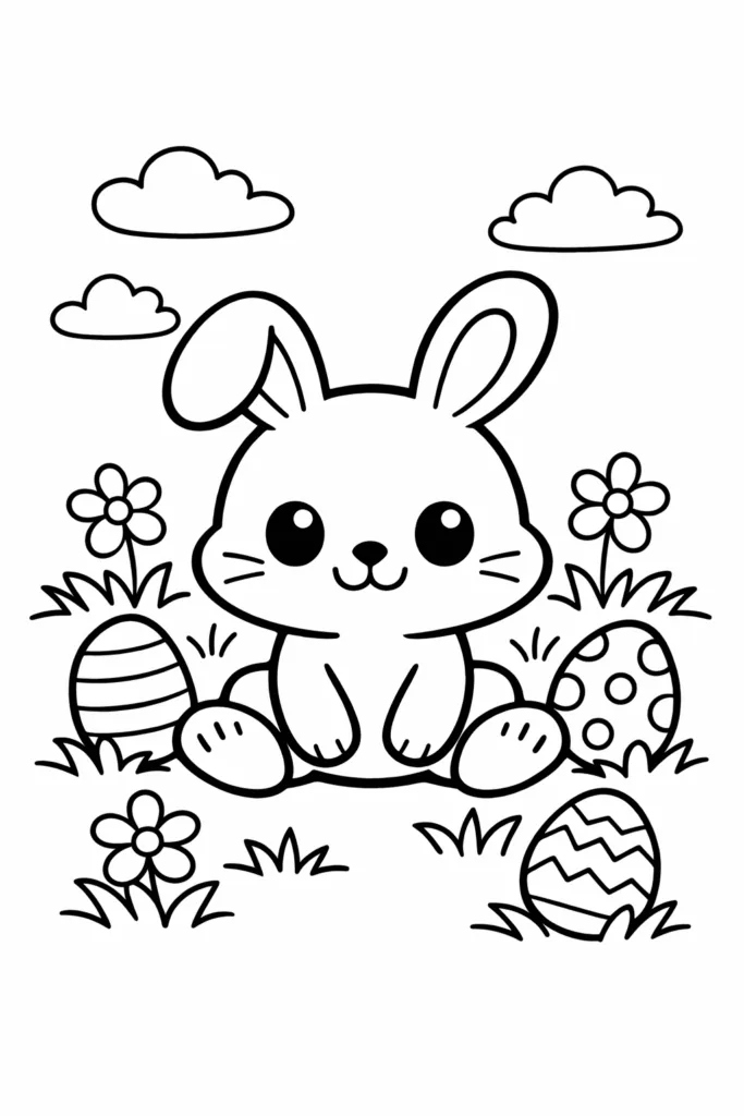 Bunny Coloring Pages Free Printable - Cute - Design 3