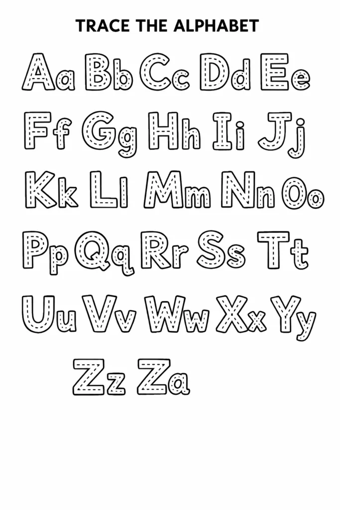 Alphabets Tracing Worksheets Free Printable - Design 1