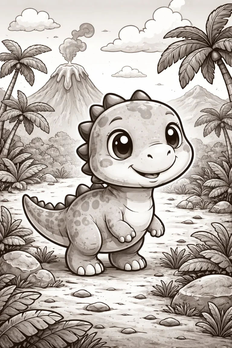 5 Cartoon dinosaur coloring pages free printable