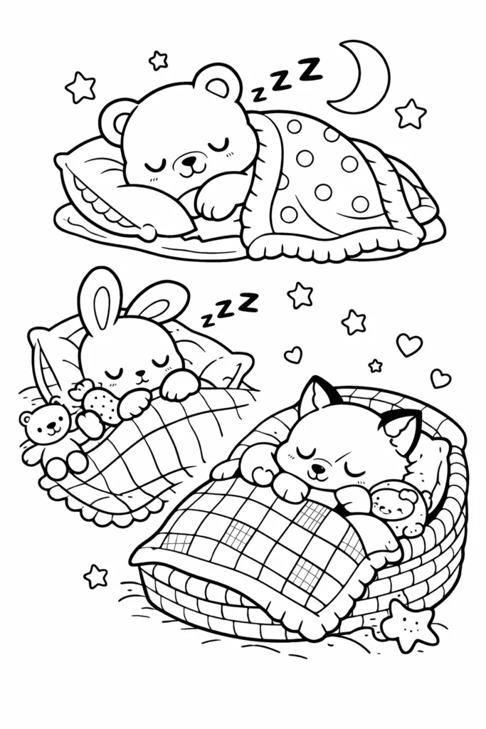 Baby Animals Coloring Pages Free Printable - Design 1