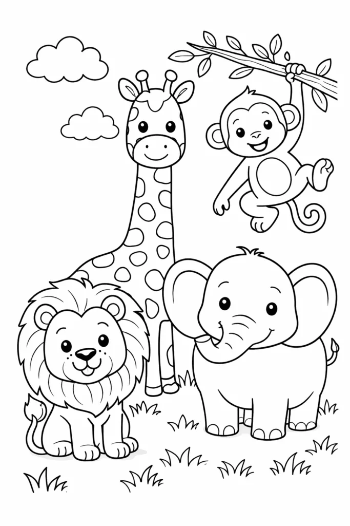 Animals Coloring Pages Free Printable for Kids - Design 5