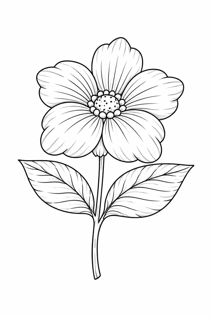 Flower Coloring Pages Free Printable for Kids and Adults - Design 1