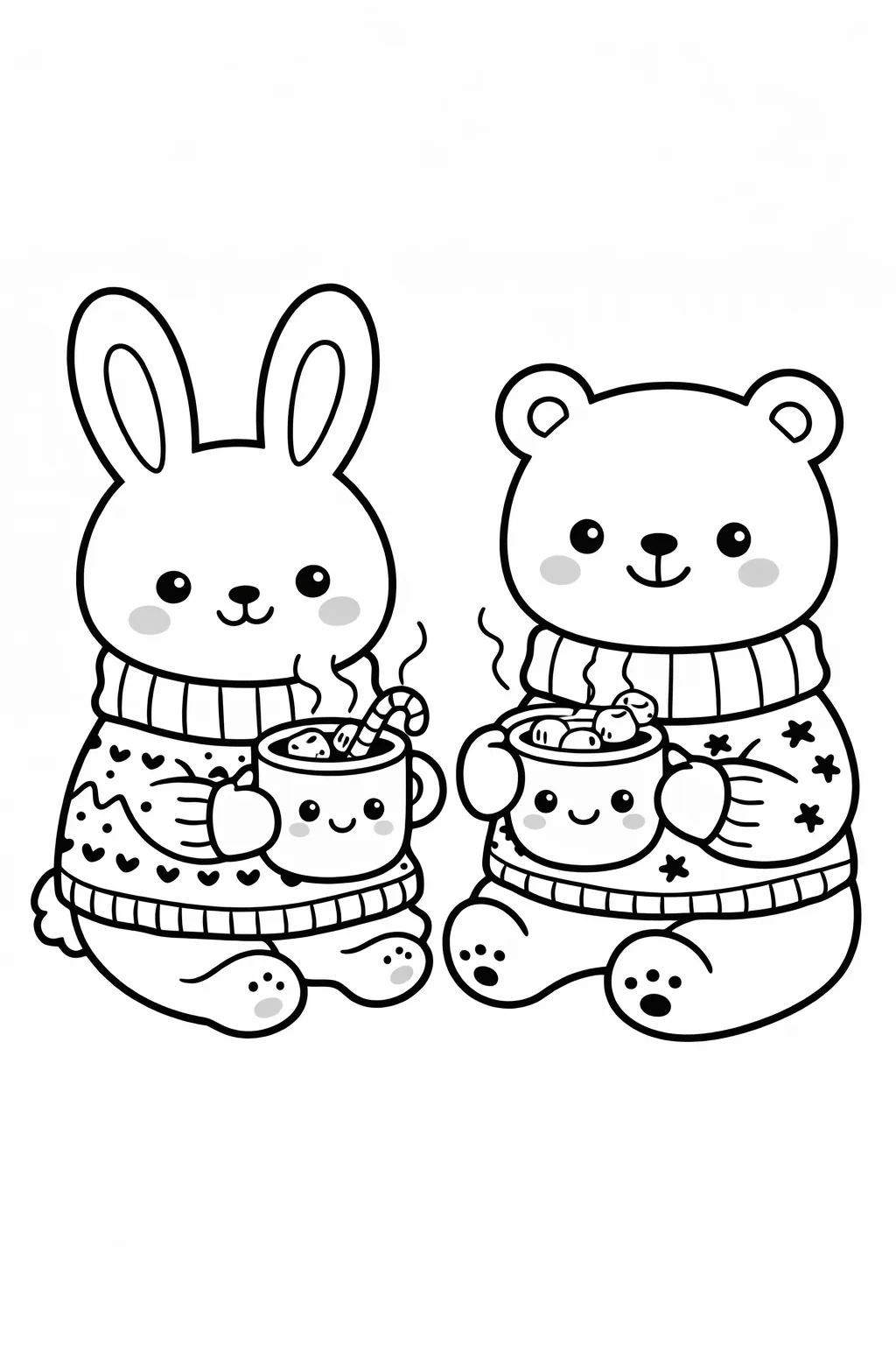 Cute Cozy Animals Coloring Pages Free Printable - Design 1
