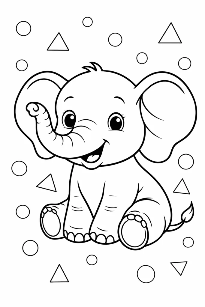 Elephant Coloring Pages Free Printable - Design 1