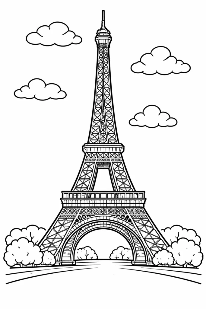 Effile Tower Coloring Pages Free Printable - Design 1