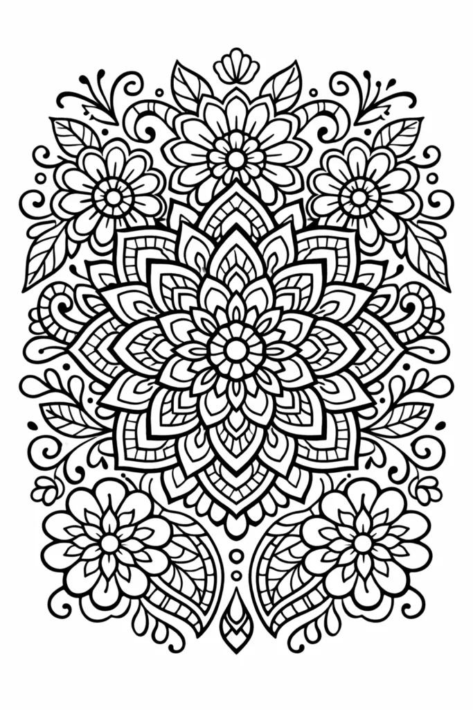 Mandala Floral Coloring Pages Free Printable - Beautiful - Design 1