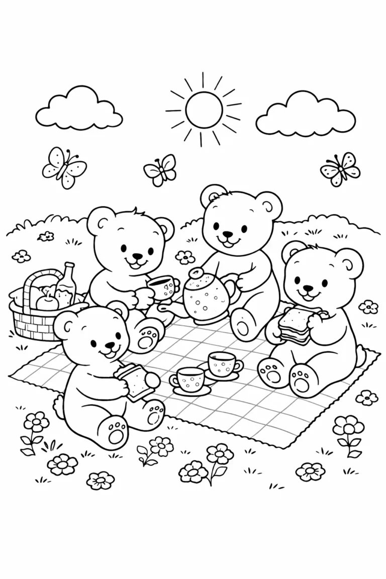 Teddy bear picnic coloring pages