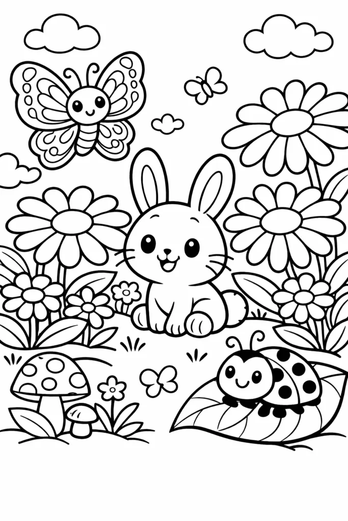 Cute Aesthetic Animals Coloring Pages Free Printable - Design 1