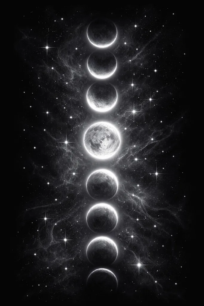 Moon Phases Wallpaper for Mobile - Wallpapers - Design 1