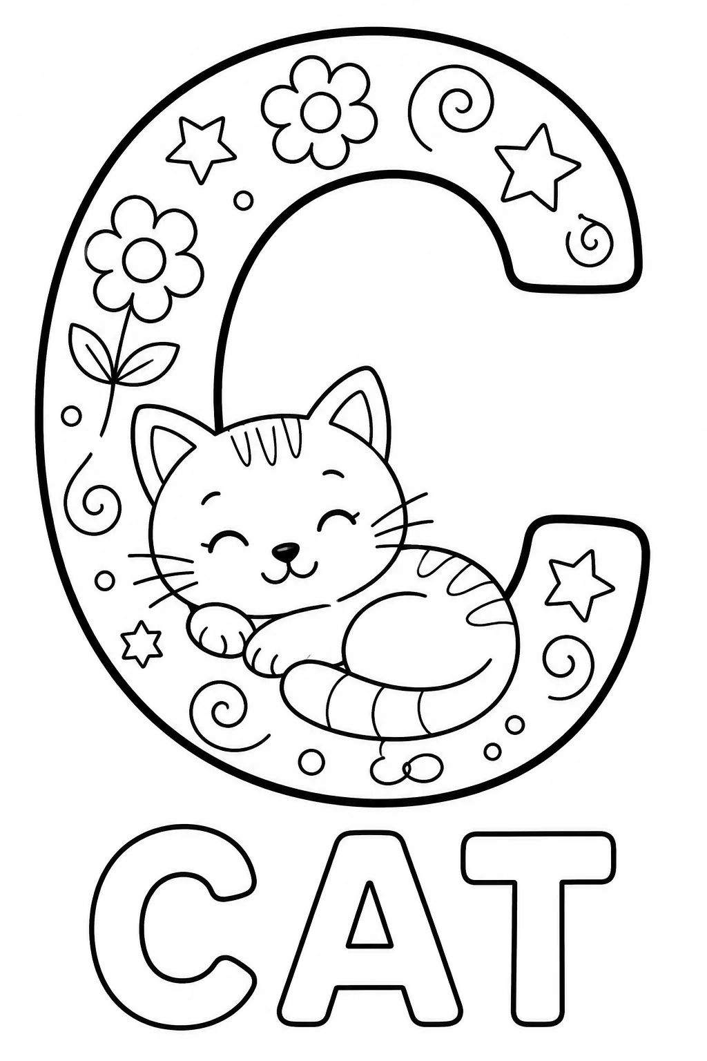 Alphabet Letter C Coloring Pages Free Printable - Design 5