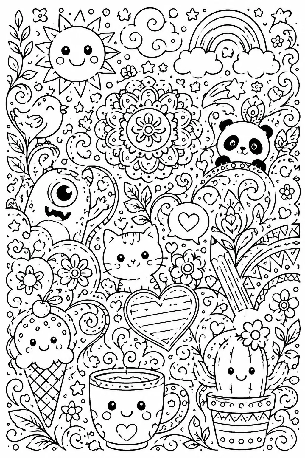 Doodle Coloring Pages Free Printable - Design 10