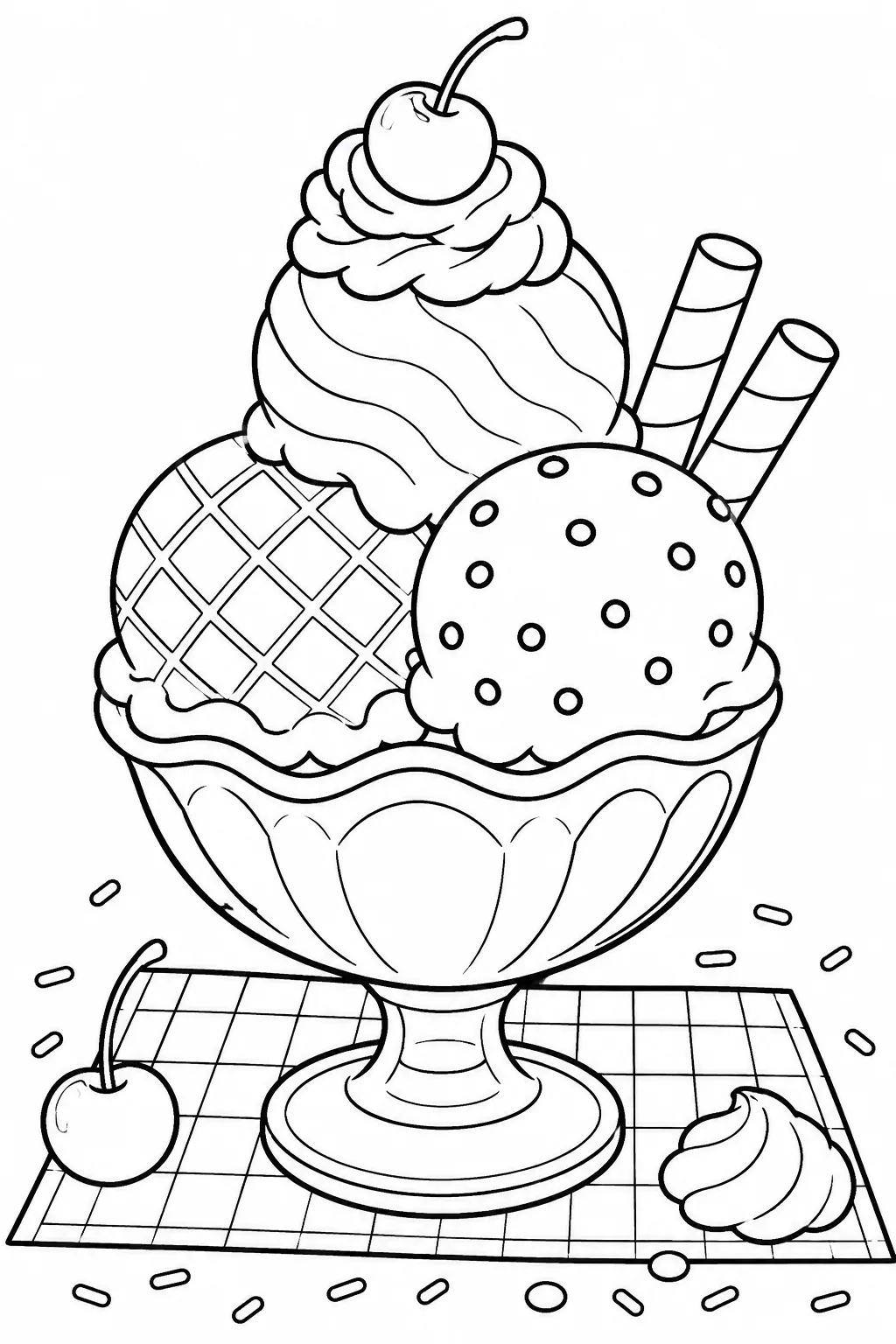 Ice cream coloring pages free printable for Kids - Design 5