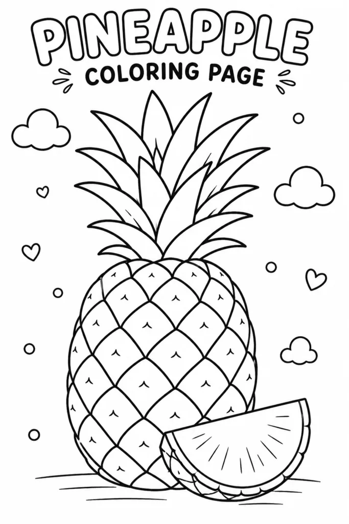 Pineapple Coloring Pages Free Printable - Design 1